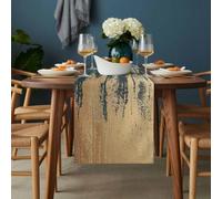 Abstract Color Block Table Runner 13x120 inch Gradient Gold Green Modernism Cotton Linen Dining Table Runner Ideal for Dresser Kitchen Coffee Tables - Machine Washable