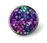 Abstract Color Cubes Purple Badge Holder Exquisite Round Badge with Picture Pin DIY Button Badges Personalized Metal Button Pin Fashion Brooch Crafts Gifts Clothes Decorative Pins