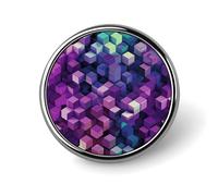 Abstract Color Cubes Purple Brooch,Fashion Creative Funny Light Luxury Badge, High-end Chic Personalized Round Emblem for Clothing Suit Scarves & Gift