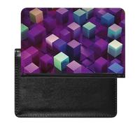 Abstract Color Cubes Purple Passport Cover Protector Rfid Blocking Passport Holder Id Card Holder Secure Travel Wallet Organizer for Passport Tickets Credit Cards, style, One Size