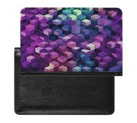 Abstract Color Cubes Purple Passport Holder Vaccine Card Holder Travel Document Organizer Credit Card Organizer for Women/Men