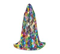 (Abstract Color Cubes Purple) Print Hooded Cape For Teenagers Costume Party, Halloween Hooded Cape Soft and Elastic,S