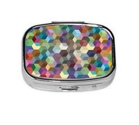 Abstract Color Cubes Purple Print,Meta Pill Box 2 Compartment Medicine Case,Portable Organizer,Rectangle Meta Portable Organizer Pill Box 899 Compartment Medicine Case