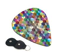 Abstract Color Cubes Purple Set Of 6 Guitar Plectrums For Acoustic Guitar, Electric Guitar, Bass, Ukulele - Thin, Medium And Thick.