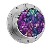 Abstract Color Cubes Purple Timer,Chef Cooking Timer Clock, Countdown Reminder No Batteries Required- Exquisite Stainless Steel Body for Exercise Outdoors