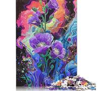 Abstract Color Flowers Jigsaw Puzzles 500 Pieces for Adults Wooden Puzzles Brain Exercise Challenge Game Entertainment Gifts Teenagers Family Activity 500pcs (52x38cm)