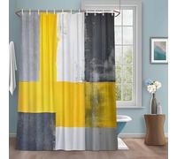 Abstract Color Stitching Shower Curtain with 12 Hooks Gray Yellow Graffiti Art Waterproof Fabric Shower Curtains Sets for Bathroom Bath Decorations, Machine Washable, 48"x72"