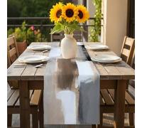 Abstract Color Stitching Table Runner 16x72 inch Gary Brown Graffiti Art Cotton Linen Dining Table Runner Ideal for Dresser Kitchen Coffee Tables - Machine Washable