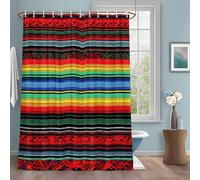 Abstract Colored Shower Curtain with 12 Hooks Stripes Ethnic Style Modern Art Waterproof Fabric Shower Curtains Sets for Bathroom Bath Decorations, Machine Washable, 72"x72"