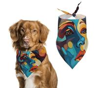 Abstract Colored Woman Face Dog Bandana Triangle Dog Scarf Washable Polyester Dog Bibs Cute Pet Bandana for Medium Large Dogs Puppy and Cats