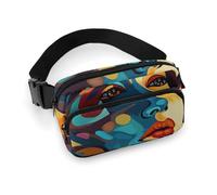 Abstract Colored Woman Face Fanny Pack for Women Men Adjustable Waist Bag Belt Bag for Travel Sports Hiking, style, 20x13cm