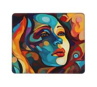 Abstract Colored Woman Face Mouse Pad with Anti-fray Stitching, Waterproof Gaming Mouse Mat for Women Men Non-Slip Rubber Base Computer Mousepad for Laptop Office Desk Accessories 7.9 x 9.5 in