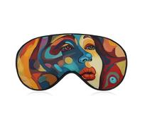 Abstract Colored Woman Face Sleep Mask for Women Men, Breathable Soft Sleeping Mask Adjustable Eye Cover Light Blocking Eye Masks for Travel, Home, Office, Nap, Flights