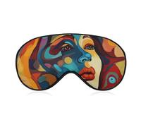 Abstract Colored Woman Face Sleep Mask Soft Comfortable Eye Mask with Adjustable Strap Eye Cover Eye Shade for Men Women Work Travel