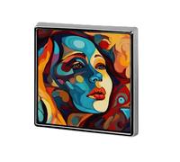 Abstract Colored Woman Face Square Lapel Pin 0.7x0.7in Aluminum Badge Stylish Personalized Accessory Daily Wear