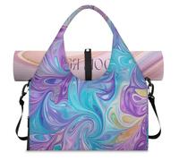 Abstract Colorful Art Marble Sports Duffle Bag with Shoe Compartment Weekend Overnight Bags Tote Cabin Luggage Bag for Gym Yoga Travel