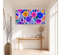 Abstract Colorful Botanical Floral Framed Canvas Wall Art - Traditional Retro Canvas Prints Posters for Bedroom Living Room & Home Office Decor, Durable Water Resistant Art 120 x 80 cm
