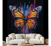 Abstract Colorful Butterfly 3D Wallpaper Graffiti Butterfly Insect Wall Stickers 200x140 cm Pop Art Canvas Wallpaper for Bedroom Living Room Stickers Mural Peel and Stick Photo Wall Art Dv33y