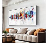 Abstract Colorful Canvas Painting Posters and Prints Decorative Extra Large Wall Art Picture for Living Room Home Decor 90x185cm(36x73in) Withframe