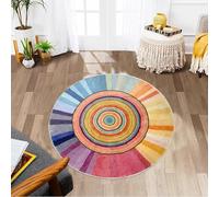 Abstract Colorful Circle Rugs, 90cm, Modern Boho Multicolor Swatches Geometric Circles Cute Home Area Rug, Premium Machine Washable Kids Carpet for Entryway Dining Room Bedside