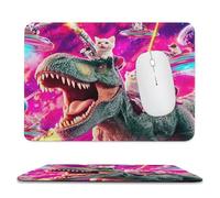 Abstract Colorful Dinosaurs Non-Slip Base Mouse Pad,Cute Funny Outer Space Galaxy UFO Cat Wild Animal Dinosaurs Stitched Edges for Decoration,Most Types of Mouse 9.4"x7.9"