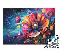 Abstract Colorful Flower Art 1000 Piece Jigsaw Puzzle Paper for Adults Vibrant Artistic Bloom Relax Home Decor Gift 52x38cm/1000pcs