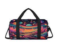 Abstract Colorful Galaxy Planet Sport Duffel Bag with Shoes Compartment Overnight Weekender Bags Travel Gym Luggage Organizer for Women Men Kids Girls Boys