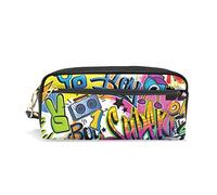 Abstract Colorful Graffiti Pencil Case Pencil Pouch Bag PU Leather Office School Student Stationery Pencil Pen Organizer Cosmetic Makeup Case Bag for Girls Boys Kids Adults