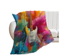 Abstract Colorful Guitar Flannel Throw Blanket Personalised Lightweight Warm Winter Blankets for Bed Sofa 50"*60"（130 * 150cm）