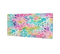 Abstract Colorful Leopard Skin Extended Mouse Pad Large Desk Mat with Non Slip Rubber Base Stitched Edges Gaming Mouse Pad for Keyboard Office Home 30 x 80 CM