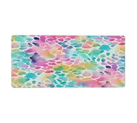 Abstract Colorful Leopard Skin Extended Mouse Pad Large Desk Mat with Non Slip Rubber Base Stitched Edges Gaming Mouse Pad for Keyboard Office Home 40 x 90 CM