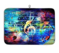 Abstract Colorful Note Microfibre Dish Drying Mat Music Note Absorbent Dish Drying Drainers Mats for Kitchen Spoon Glass Plate 45.7 x 60.9 cm