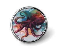 Abstract Colorful Octopus Badges Circle with Button Design, Personalized Picture Pin Brooches, Round Badge Holders for Decorate Hat Shirt Clothing Bag Accessories
