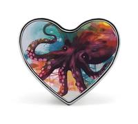 Abstract Colorful Octopus Badges Heart with Button Design, Personalized Picture Pin Brooches, Heart Badge Holders for Decorate Hat Shirt Clothing Bag Accessories