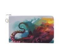 Abstract Colorful Octopus Coin Purses with Zipper, Personalized Zero Wallet for Shopping, Small Makeup Pouches Bag for Travel, Card Organizer Case, Portable Canvas Change Purses