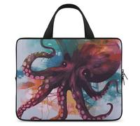 Abstract Colorful Octopus Laptop Sleeve Ultra-Thin, Lightweight & Waterproof 15inch Laptop Bags, Durable Neoprene Material, Portable Protective Computer Bag with Hand Strap