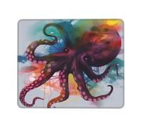 Abstract Colorful Octopus Mouse Pad with Stitched Edge, Comfortable Mouse Pads with Non-Slip Rubber Base Gaming Mouse Mat Washable Mousepads Computers Laptop Desk Accessories for Office 9.4"x7.9"