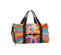 Abstract Colorful Rays Gym Bag for Men Women, Rainbow Weekend Travel Duffle Bag with Shoe Compartment,Water-Resistant Sport Overnight Tote Dance Yoga Carry On Holdall