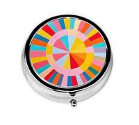 Abstract Colorful Rays Small Pill Box 3 Compartment Portable Pill Box for Purse Pocket Rainbow Mini Medicine Organiser for Daily Vitamin Fish Oil Storage