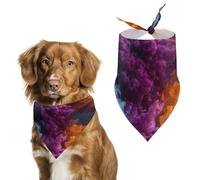 Abstract Colorful Smoke Purple Orange Dog Bandanna Adjustable Pet Triangle Kerchief Scarf for Cat And Dog