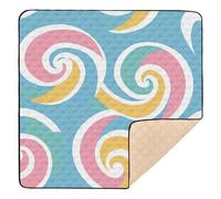 Abstract Colorful Spiral Shape Bold Lines Large Sturdy Baby Activity Play Mat for Indoor Outdoor Washable foldablummy Time Activity Mat for Baby Toddler Infant, 50'' x 50''tapete Piano para