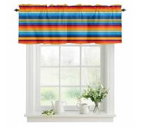Abstract Colorful Stripes Valances for Windows, Yellow Red Blue Striped Rod Pocket Valance Short Window Treatments Curtains for Kitchen Bathroom Bedroom Decor, 54 x 18 Inches