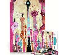 Abstract Colorful Tall Structures Painting for Adults 1000 Piece Puzzle Brain Exercise HD Print Home Activity Birthday Art Gift (38x26cm)