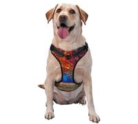 Abstract Colorful Trees Printed quick release dog harness reflective pet vest with 2 quick release buckles 4 sizes L ideal for outdoor walks and hikes