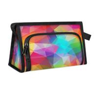 Abstract Colorful Triangles Travel Toiletry Bag for Women Men Girls Boys Multifunctional Makeup Pouch Bag Wash Toiletries Cosmetic Organizer Shower Bag