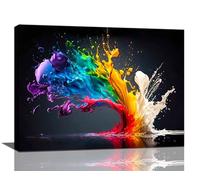 Abstract Colorful Wall Art Black and Splashed Ink Pictures Wall Decor Living Room Large Canvas Prints Modern Paintings Modern Framed Artwork Home Decor for Bedroom Dining Room Office 16"x12"