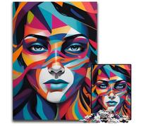 Abstract Colorful Woman Portrait Jigsaw Puzzles for Adults 1000 Piece Difficult Puzzles for Adults Brain Challenge Gift Educational Activity for Teenagers 1000 PCS(38x26cm)