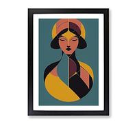Abstract Coloured Woman No.3 Framed Print | A3 Black Framed Wall Art | Ready to Hang | Abstract Fantasy Picture | Living Room Bedroom Lounge Office