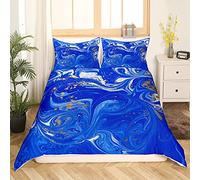 Abstract Comforter Cover Blue and Gold Marble Bedding Set for Boys Girls Children Colorful Ink Marble Texture Duvet Cover Modern Luxury Bedding & Linen King Size Bedding & Linen 3Pcs