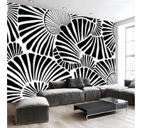 Abstract Concise Wallpaper for Living Room - Fan-Shaped Lines Wall Murals, Non-Woven Black Photo Wallpaper Wall Art, for Bedroom Kitchen Restaurant Office - 200 x 140 cm